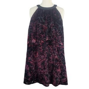 Torrid Halter Burnout Velvet Paisley Tunic Tank Red Black Size 1